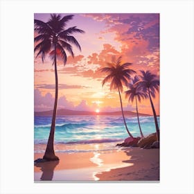 Sunset At The Beach Print Canvas Print