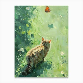 Cat Watching Butterfly Canvas Print