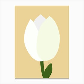 White Tulip On Yellow Canvas Print