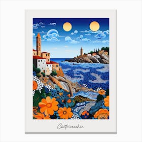 Poster Of Civitavecchia, Italy, Illustration In The Style Of Pop Art 2 Canvas Print