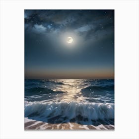 Full Moon Over The Ocean 2 Canvas Print