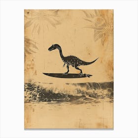 Vintage Amargasaurus Dinosaur On A Surf Board 4 Canvas Print