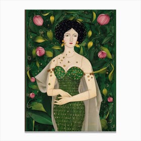Lady In Green Canvas Print