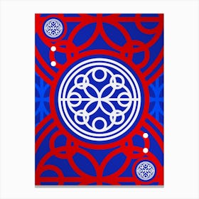 Geometric Abstract Glyph in White on Red and Blue Array n.0059 Canvas Print