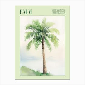 Palm Tree Atmospheric Watercolour Painting 4 Poster Canvas Print