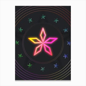Neon Geometric Glyph in Pink and Yellow Circle Array on Black n.0031 Canvas Print