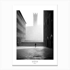 Poster Of Siena, Italy, Black And White Analogue Photography 4 Canvas Print
