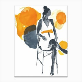 Woman Sitting In Chair Canvas Print