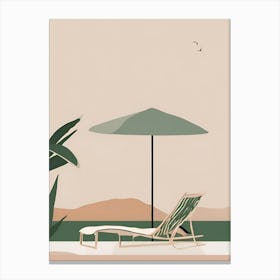 Beach Chair And Umbrella Canvas Print