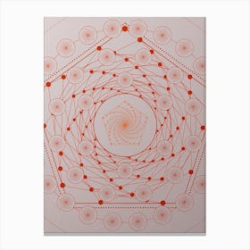Geometric Abstract Glyph Circle Array in Tomato Red n.0269 Canvas Print