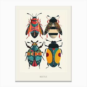 Colourful Insect Illustration Beetle 7 Poster Canvas Print