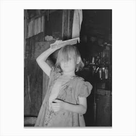 Little Girl Combing Hair, She Lives In Camp Near Mays Avenue Canvas Print
