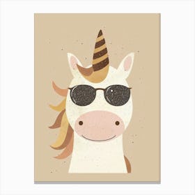 Unicorn With Sunglasses Muted Pastel 4 Canvas Print
