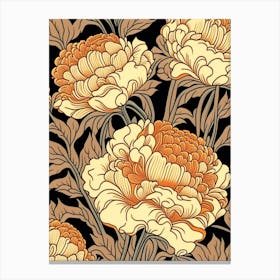 Orange Peonies On A Table 3 Drawing Canvas Print