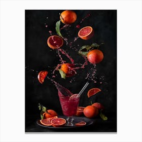 Fruits Water Orange Fresh Canvas Print