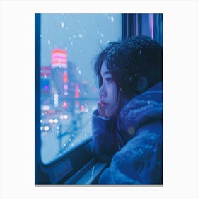 Girl Looking Out Of A Train Window Canvas Print