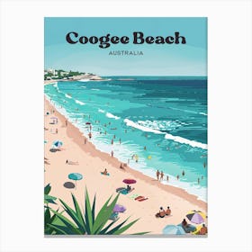 Coogee Beach Australia Vacation Travel Art Illustration Canvas Print