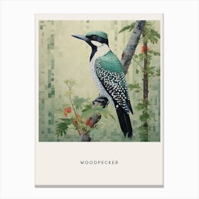 Ohara Koson Inspired Bird Painting Woodpecker 2 Poster Canvas Print