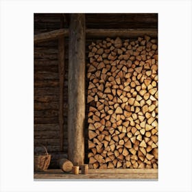 Stacked Firewood Each Log Meticulously Detailed To Showcase The Natural Wood Grain Different Shade 1 Canvas Print