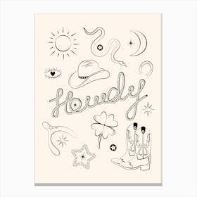 Howdy. Black and White Good Luck Charms Canvas Print