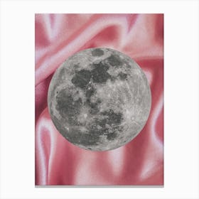 Pink Satin Moon Collage Canvas Print