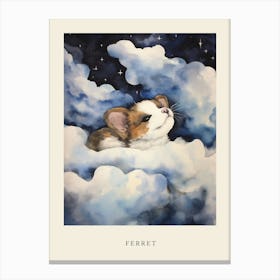 Baby Ferret 1 Sleeping In The Clouds Nursery Poster Canvas Print