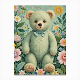 Teddy Bear In The Garden Canvas Print