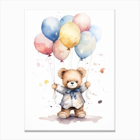 Teddy Bear With Balloons Canvas Print