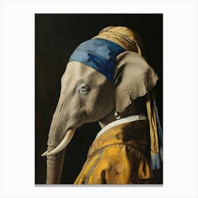 Elephant With Pearl Earring Canvas Print