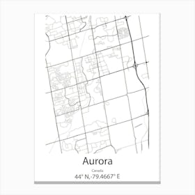 Aurora,Canada Minimalist Map Canvas Print