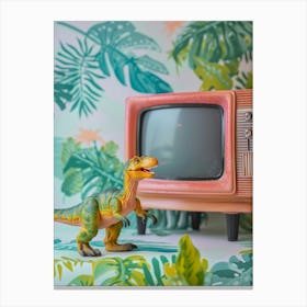 Toy Dinosaur Watching Tv Canvas Print