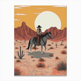 Cowgirl Riding A Horse In The Desert 6 Canvas Print