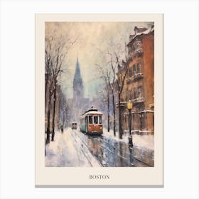 Vintage Winter Painting Poster Boston Usa 2 Canvas Print