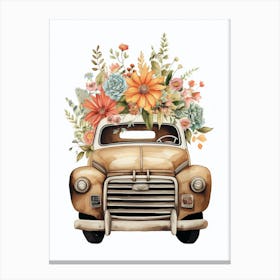 Cowgirl Truck With Flowers 1 Canvas Print
