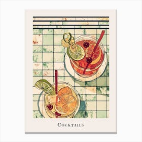 Cocktails Tiled Poster 3 Canvas Print