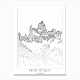 Cerro Fitz Roy Argentina Line Drawing 8 Poster Canvas Print