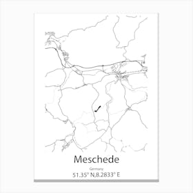 Meschede,Germany Minimalist Map Canvas Print