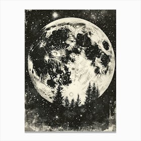 Moon In The Night Sky Art Canvas Print