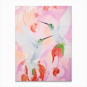 Pink Ethereal Bird Painting Hummingbird 4 Canvas Print