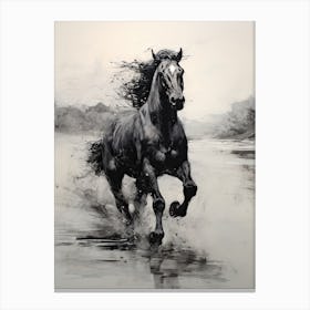 A Horse Painting In The Style Of Monochrome Painting 1 Canvas Print