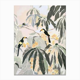 Toucans Pastels Jungle Illustration 3 Canvas Print