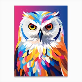 Colourful Geometric Bird Snowy Owl 2 Canvas Print
