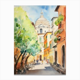 Rome, Italy Watercolour Streets 8 Canvas Print