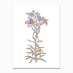 Stained Glass Fire Lily Mosaic Botanical Illustration on White n.0043 Canvas Print