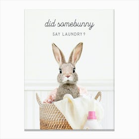 Bunny Did Somebunny Say Laundry Canvas Print