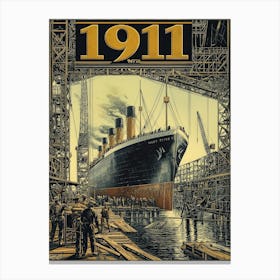 Aihrgdesign A Vintage Engineering Poster Showing The Titanic 5 Canvas Print