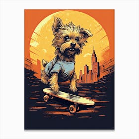 Yorkshire Terrier Dog Skateboarding Illustration 4 Canvas Print