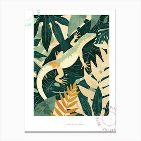Lizard In The Leaves Block Print 1 Poster Canvas Print