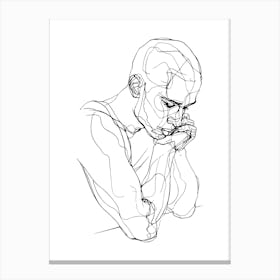 Portrait Of A Man Minimalist Line Art Monoline Illustration 1 Canvas Print