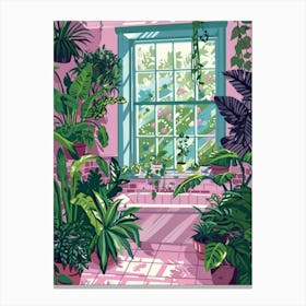 Pink Room With Plants Canvas Print